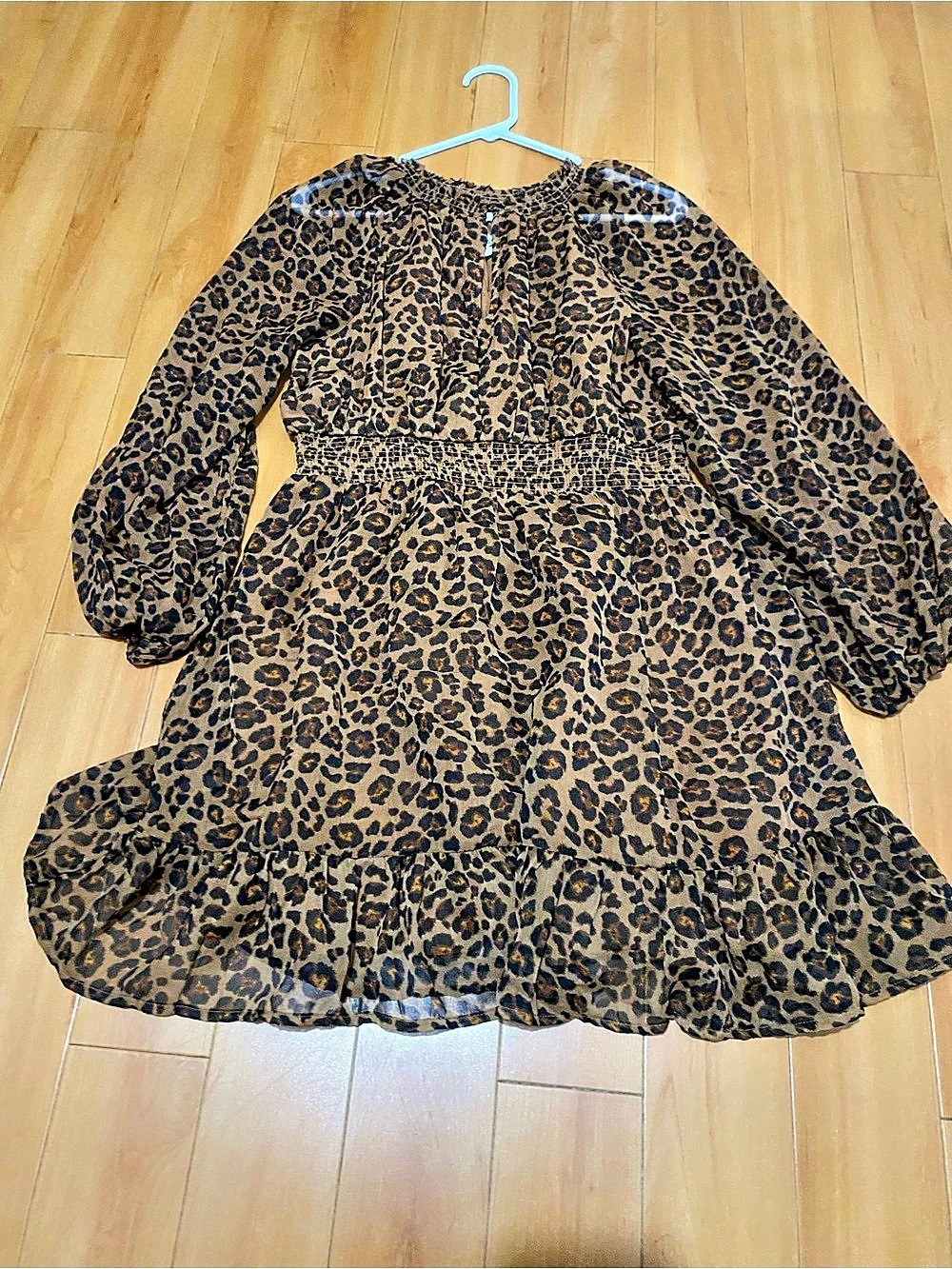 Old Navy Waist-Defined Printed Smocked Mini Dress Brown & Black Medium NWT